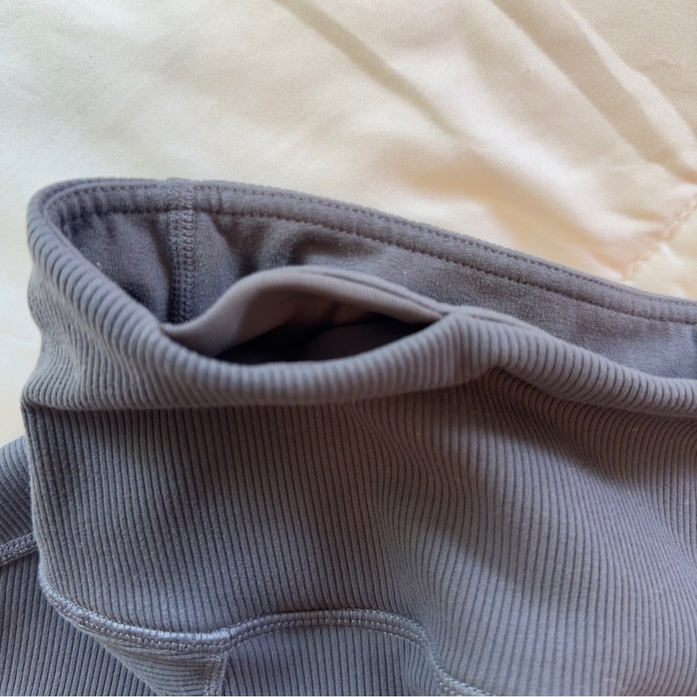 Zella moto ribbed high waist ankle leggings charcoal gray mini pocket size M - Picture 4 of 14